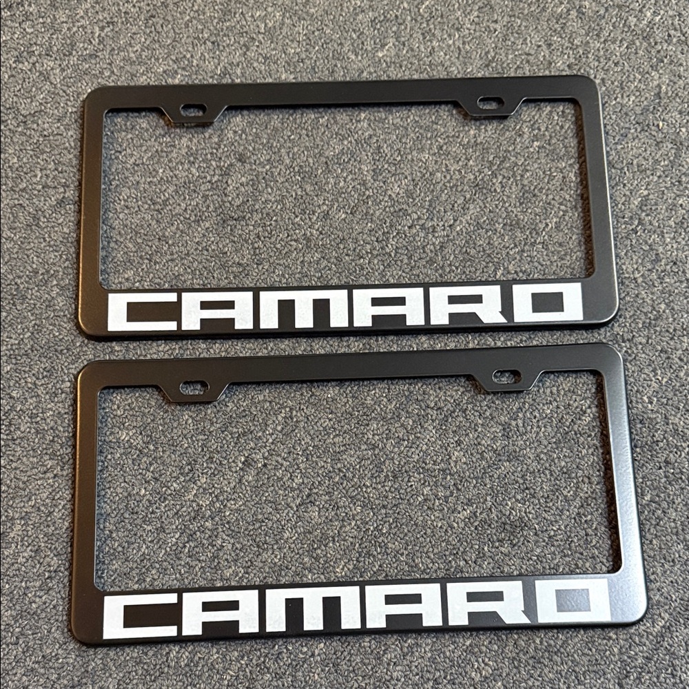 Chevrolet Camaro Black Metal License Plate Frame Set